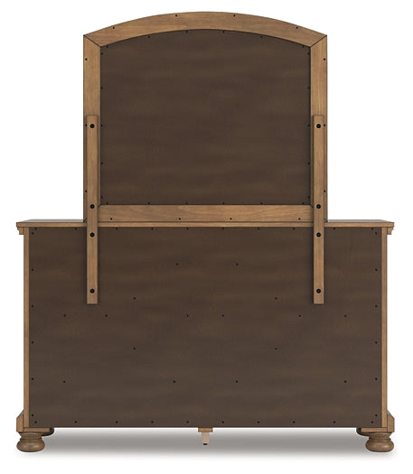 Feddinger King Storage Sleigh Bed with Mirrored Dresser